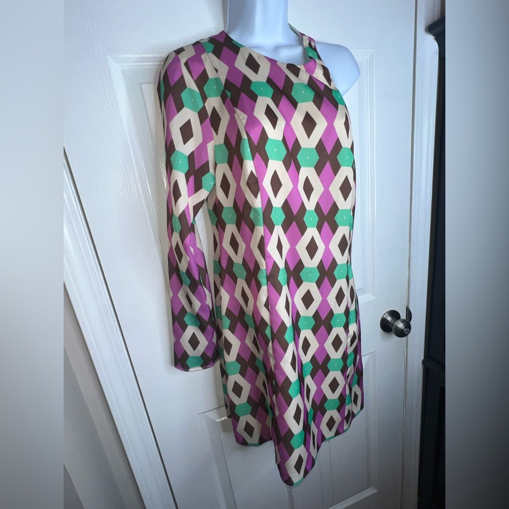 NWT Zara Women’s Large Satin Effect Mini Dress One Shoulder Pink Blogger Fav L - Picture 7 of 16